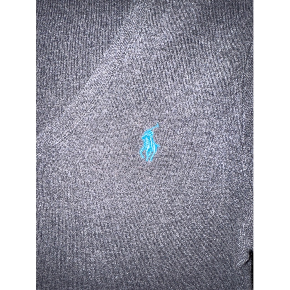 Polo Ralph Lauren Womens Long Sleeve V Neck T Shirt Gray Pony Logo Size Large - Picture 2 of 5